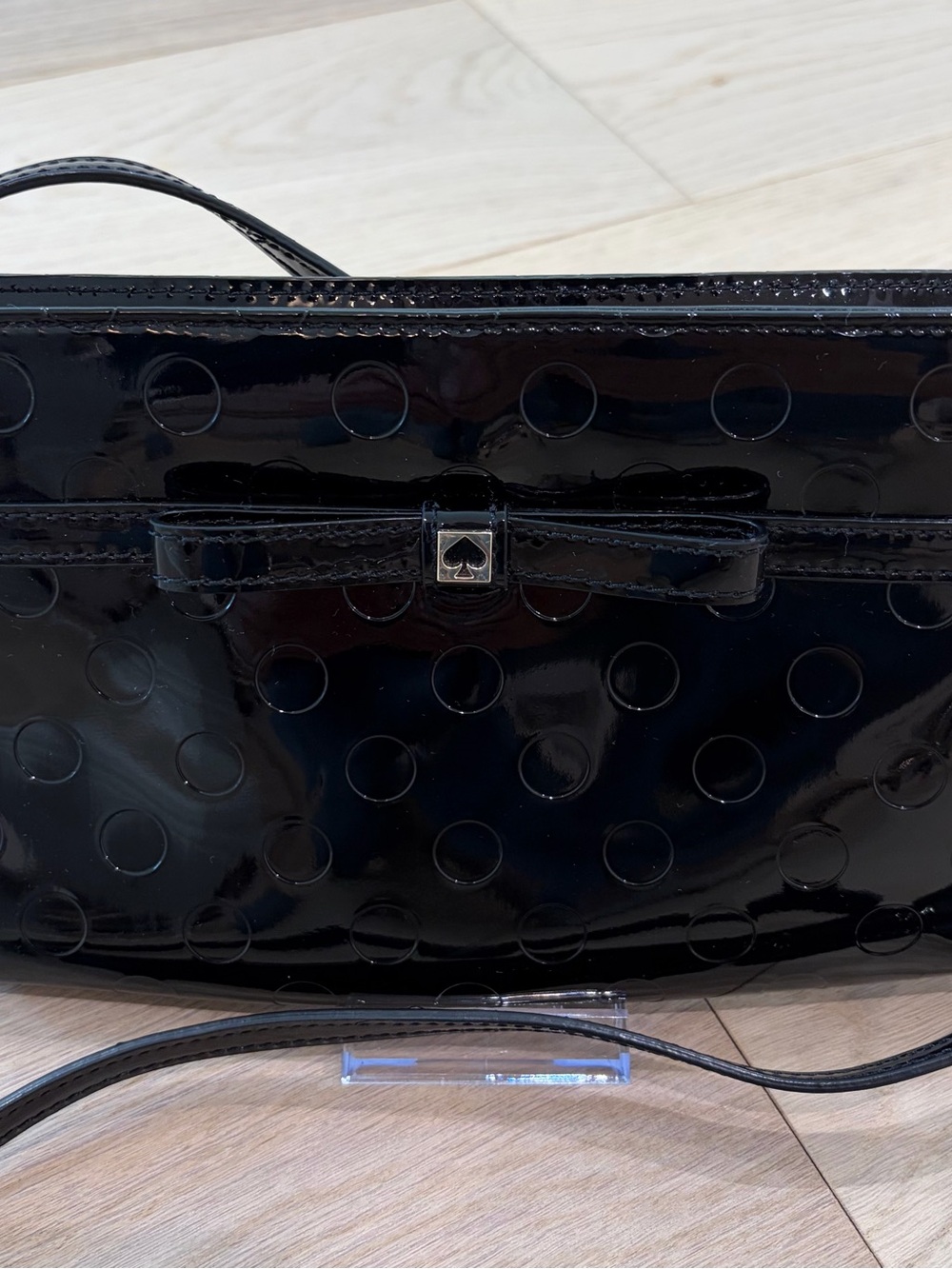 kate spade Black Patent Polka Dot Crossbody with Bow - Picture 2 of 7